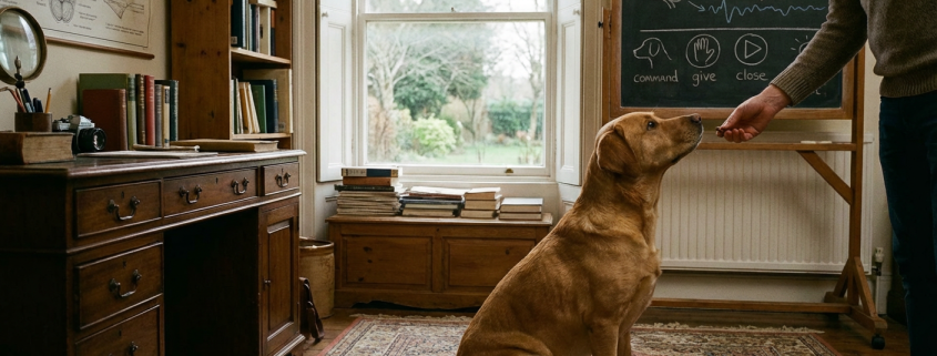 a dog with perked ears and a questioning head tilt, ready to learn.